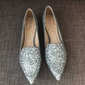 Sole Society Silver Glitter Loafer